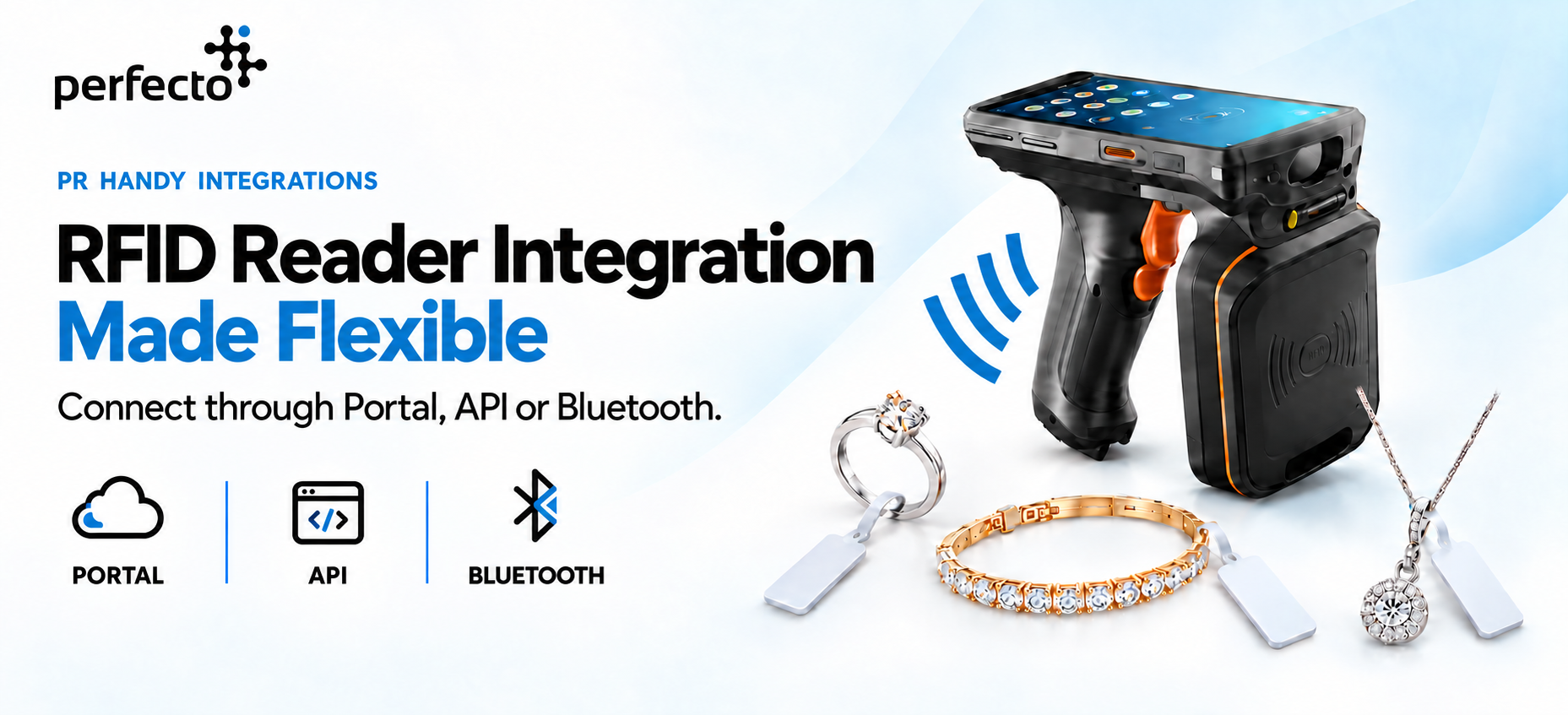 PR Handy RFID Handheld Reader Integration Methods with Your Software: Portal, API or Bluetooth